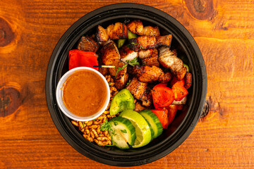 Grilled pork with vegetables