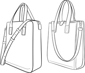 Elegant Tote Bag with Double Handles and Shoulder Strap Design, Fashionable Accessory for Women’s Bags, Casual and Chic Illustration