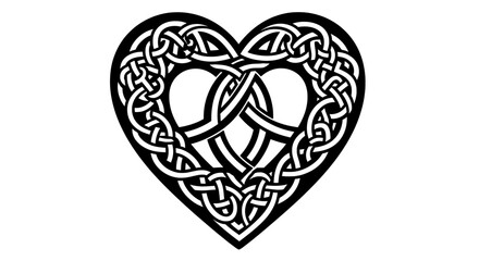 Intricate Celtic Heart Knot – Black and White Love Symbol Line Art