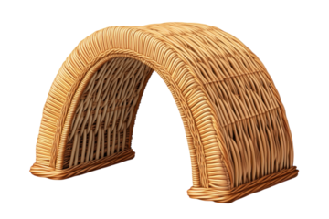 A handwoven wicker tunnel or bridge a nostalgic echo of childhood forts crafted with rustic on transparent background