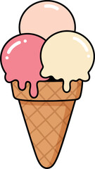  Three Scoop Ice Cream Cone: Summer Dessert & Sweet Treat

