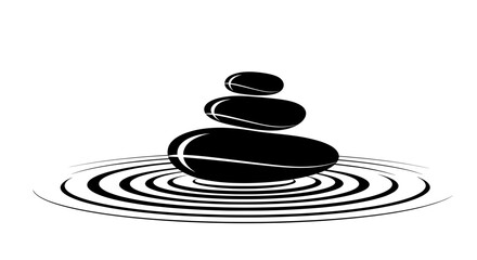 Zen Stones on Water – Minimalist Meditation and Balance Illustration

