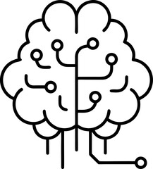 AI Brain and Neural Network Outline Icon