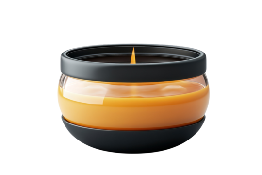 A glowing amber candle casting a spell of warmth inviting calm and peace into the quiet on transparent background