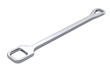 A gleaming new chrome valve wrench designed for precision and strength in plumbing tasks A on transparent background