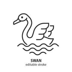 Swan line icon. Bird vector illustration. Editable stroke.