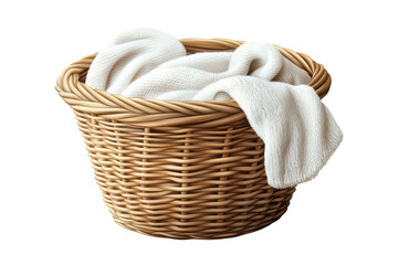 Obraz premium A comforting collection of freshly laundered white towels nestled warmly in a rustic woven on transparent background