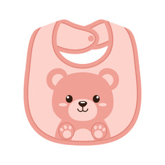 Adorable Baby Bib with Cute Teddy Bear Flat Design Vector Illustration - Infant Feeding Accessory Graphic