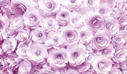 A delightful arrangement of elegant roses unfolds in soft lavender and gentle light, creating a beautiful floral texture suitable for romantic backdrops, wedding designs, or artistic floral displays.