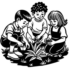 children reading a book