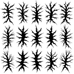 set of black silhouettes of flowers