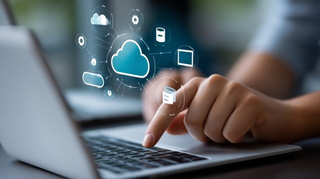 Cloud Computing Technology Digital Network Data Storage Online Server Internet Access Modern Business Technology Innovation Digital Transformation Global Network Secure Data Information Technology    