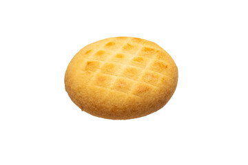 Golden Round Biscuit on Transparent Background Showcasing Texture and Simplicity in Baking