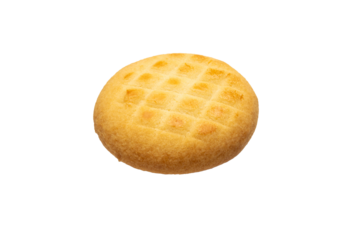 Golden Round Biscuit on Transparent Background Showcasing Texture and Simplicity in Baking