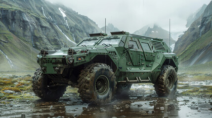 A detailed view of modern military equipment including weapons, tactical gear, and communication devices, highlighting advanced technology and readiness for operations...