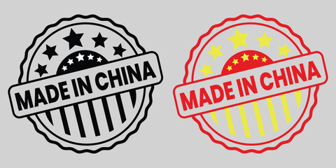 made in China stamp, made in China label, China origin product label, made in China badge