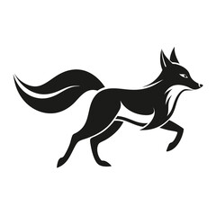 Stylish Fox in Mid Jump Silhouette with Elegant Tail for Art Projects