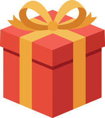 Red Gift Box with Golden Ribbon - Holiday & Celebration