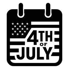 Illustration of a calendar icon with american flag and text reading fourth of july design element