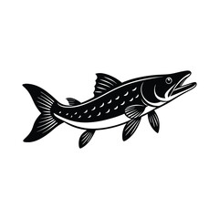 Pike fish silhouette vector illustration