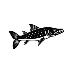 Pike fish silhouette vector illustration