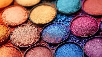 Eyeshadow palette with colorful cosmetic product.