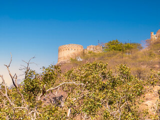 Staircase to Garh Ganesh Temple in Jaipur, India, Jaipur, Rajasthan state, India.