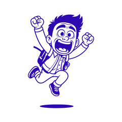 Angry cartoon boy running vector art
