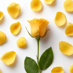Flat lay of various dried roses and petals arranged aesthetically on a neutral background