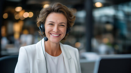 Professional Woman in Bright Office Talking to Candidate
