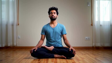 Peaceful indoor meditation: calm mindfulness practice in natural light - Powered by Adobe