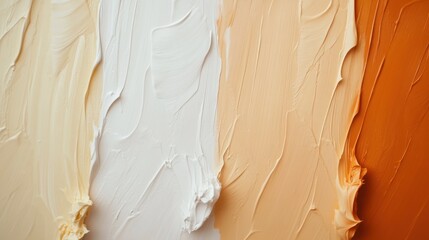 background of voluminous strokes of paint and different shades, easy transitions from one shade and color to another, brushes and spatulas lie in the lower right corner