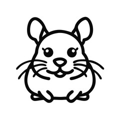 cute chinchilla character illustration in minimalist style with black outlines