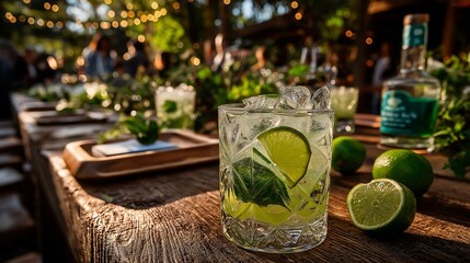 Fresh Cocktail, Lime, Served At Banquet
