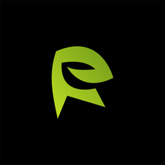 Combination of green leaf and initial letters R logo design vectors