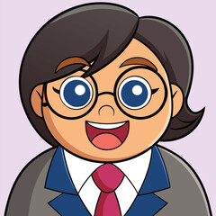 Obraz premium Back To School cartoon girl with glasses and a suit ready to learn and grow