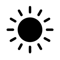 Black Sun Icon on White Background ,hand drawn vector illustration of a brush.