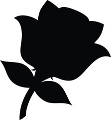 rose silhouette simple flower icon botanical floral black art