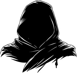 silhouette of hooded grim reaper figure