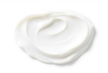 Close-up of a white beauty cream smear, smudged texture isolated on white,  cream texture,  isolated background