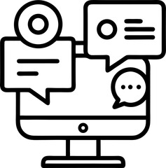 Online Meeting and Home Office Outline Icon