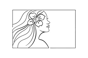 Elegant woman with flower in hair profile