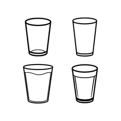 A set of water glass line art vector illustration