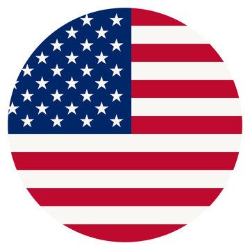 american flag circle with white border on transparent background png