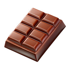 Fototapeta premium 3d milk chocolate bar with segments isolated on transparent background