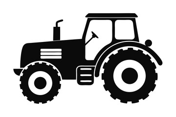 Black silhouette illustration depicting a tractor with large wheels and cabin