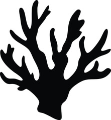Silhouette illustration of a simple black coral design perfect for creative projects and design resources.