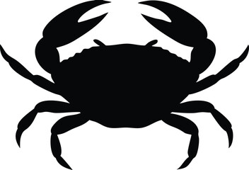 Silhouette of a crab showing claw pincers and walking legs against white background