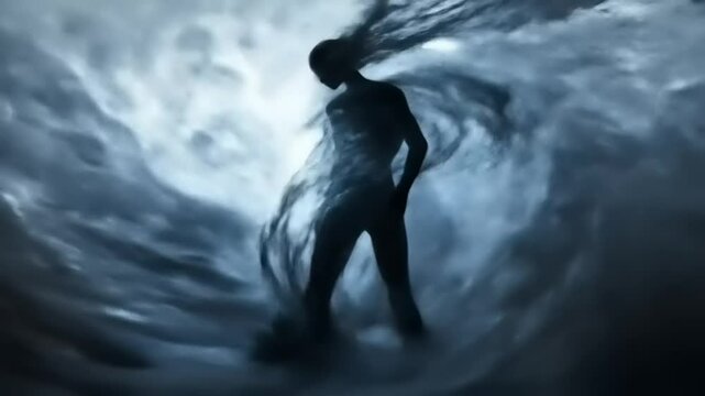 Dark Figure in Storm Clouds.
