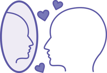 Colored Ego Icon. Vector Illustration. Man Admiring Himself In The Mirror. Self-Confidence, Narcissism, Mental Health. Concept Psychology